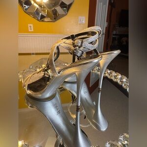 Michael Antonio Silver Stiletto Heels. Size 9